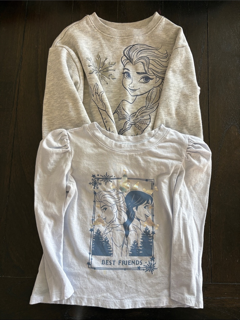 Disney Girls' Frozen Elsa & Anna Tee + Disney Frozen Elsa Sweatshirt ❄️ ❄️